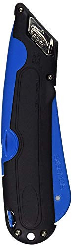 Easycut Cutter Knife w/Self-Retracting Safety-Tipped Blade, Black/Blue