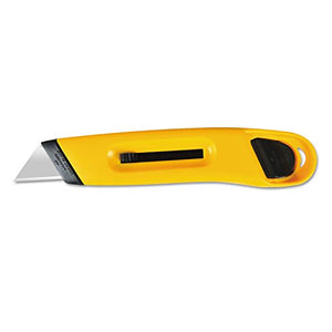 COSCO 091467 Plastic Utility Knife w/Retractable Blade & Snap Closure, Yellow