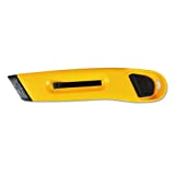 Plastic Utility Knife w/Retractable Blade & Snap Closure, Yellow, Sold as 1 Each