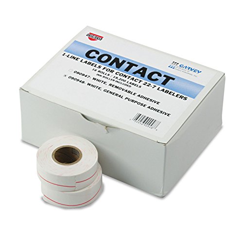 Garvey 090948 One-Line Pricemarker Labels, 7/16 x 13/16, White, 1200/Roll, 16 Rolls/Box