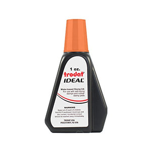 Trodat 52730 Ideal Premium Replacement Ink for Use with Most Self Inking and Rubber Stamp Pads, 1oz, Orange