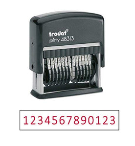 Trodat .125" x 1.3" 13-Digit Self-Inking Numberer Rubber Stamp - Non Customizable (Red)