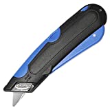 Easycut Cutter Knife w/Self-Retracting Safety-Tipped Blade, Black/Blue