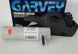 GARVEY PRICEGUN, STARTER PACK, 1 LINE, 8 DIGIT PRICE GUN, 1 SLEEVE (9 ROLLS) FLURO RED LABELS, + INK ROLLER