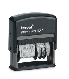 Trodat Rotating Stock Message Phrase Dater Self-Inking Rubber Stamp - Answered, Checked, Back Ordered, Delivered, Cancelled, Entered, Billed, Paid, Received, Shipped, Charged, FAXED (Blue)