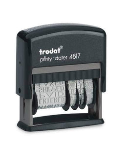 Trodat Rotating Stock Message Phrase Dater Self-Inking Rubber Stamp - Answered, Checked, Back Ordered, Delivered, Cancelled, Entered, Billed, Paid, Received, Shipped, Charged, FAXED (Black)