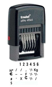 Trodat .125" x .6875" 6 Digit Self-Inking Numberer Rubber Stamp (Blue)