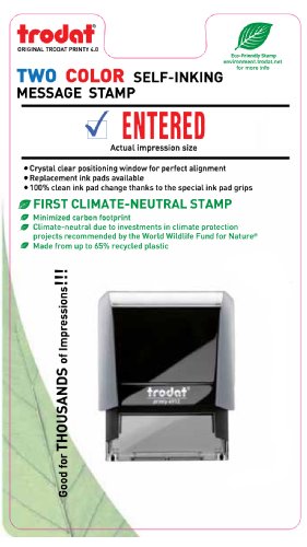 Trodat 4912 Rectangle Stock 2 Colors Self Inking Rubber Stamp with Entered with Pic