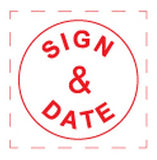 Shiny "Sign and Date" Round Stock Stamp, Red (HS036)