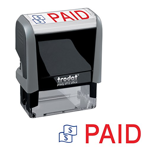 Paid Trodat Printy 4912 Self-Inking Two Color Stock Message Stamp